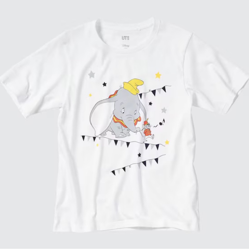 Uniqlo Women L Disney Magic For All‎ Classics Timeless Dumbo Short Sleeve Shirt